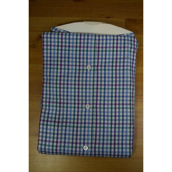 750$ BRIONI MENS Blue PURPLE SPORT SHIRT LONG SLEEVE Gingham Check 2XL ITALY - Picture 6 of 8